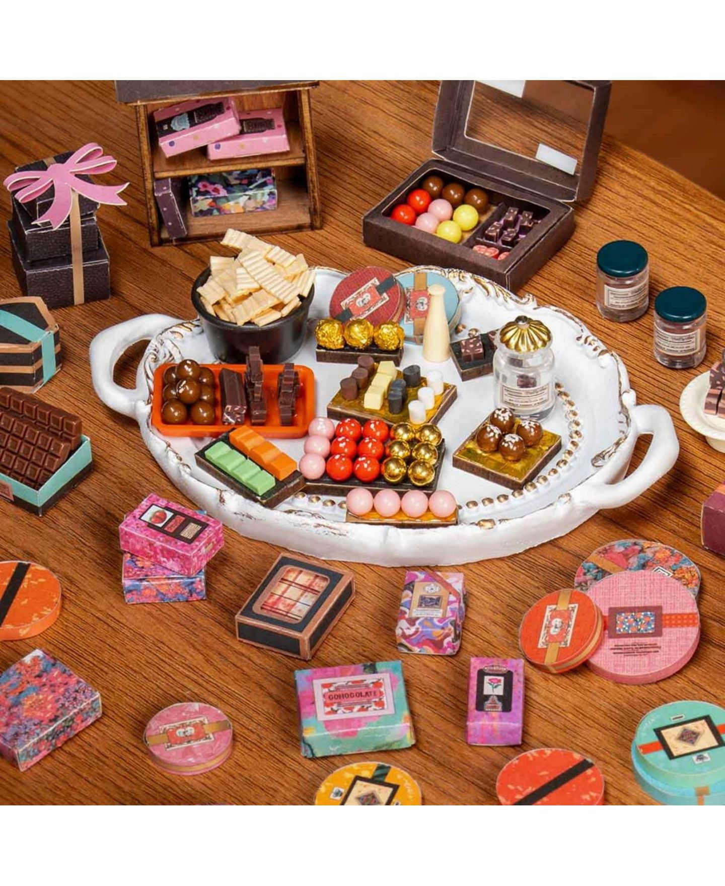 Детские конструкторы Robotime Chocolate Shop LED Light 330-Piece Wooden Puzzle Set, Ages 14+ — фото 4