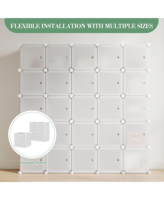 Space-Saving Modular Shoe Storage Cabinet – 12-Cube Stackable Organizer with Doors