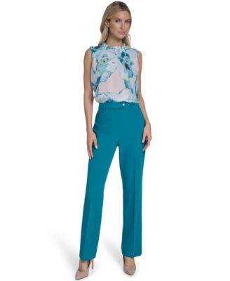 Women's Textured Ruffle Neck Top