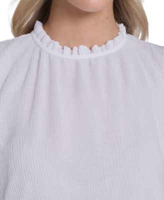 Women's Sleeveless Ruffle Neckline Top