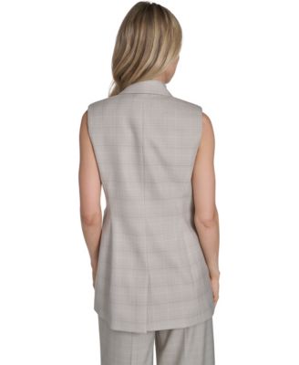 Women's Collared Windowpane Vest Top