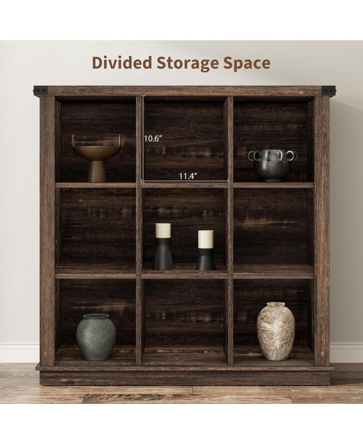 gaomon Farmhouse Bookshelf, Wood Storage Organizer, Rustic Minimalist Floor Display Cabinet for Living Room, Bedroom, Home Office