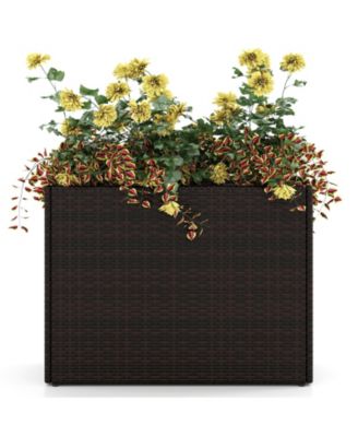 24 Inch Outdoor Wicker Raised Garden Bed with PE Liner