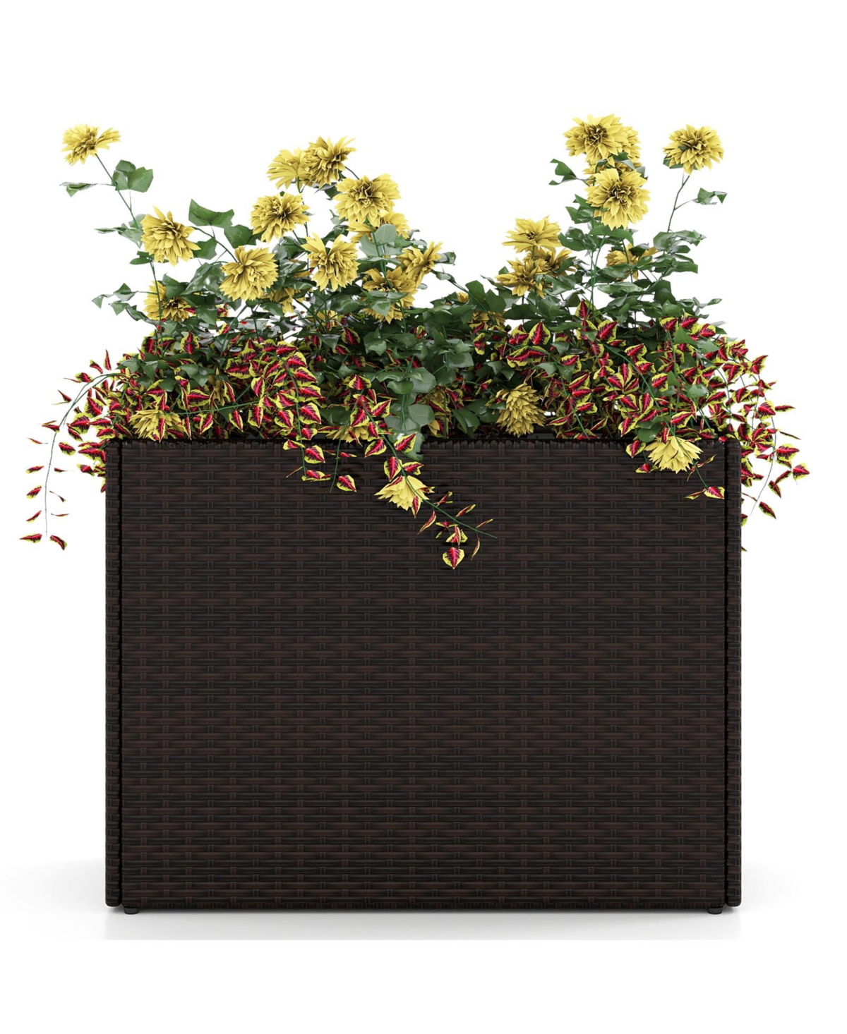 Slickblue 24 Inch Outdoor Wicker Raised Garden Bed with Pe Liner