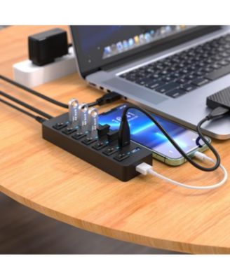 7-Port USB 3.0 Hub, Individual Switches, 5Gbps High-Speed Data Transfer,for Laptop, PC, MacBook,Ideal for Home, Office