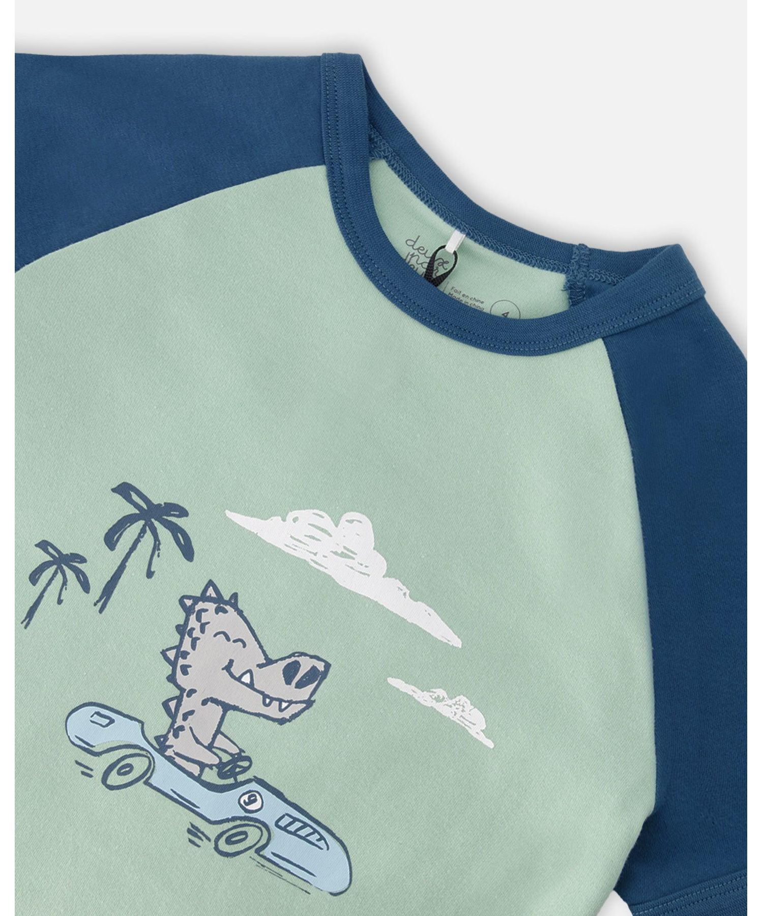 Baby Boys Cotton Two-Piece Pyjama Set Crocodile Print