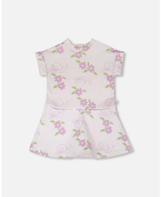 Toddler Girls French Terry Dress Lilac Snails Print - Toddler|Child