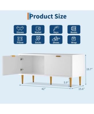 Shoe Storage Bench, 42" Wooden Storage Chest, 300 lb Capacity, Entryway Storage Ottoman Bench with Doors for Bedroom