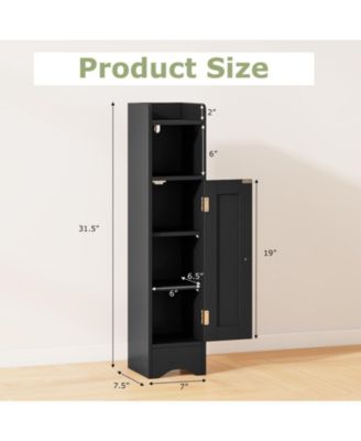 Slim Bathroom Corner Storage Cabinet with 1 Door and Adjustable Shelves