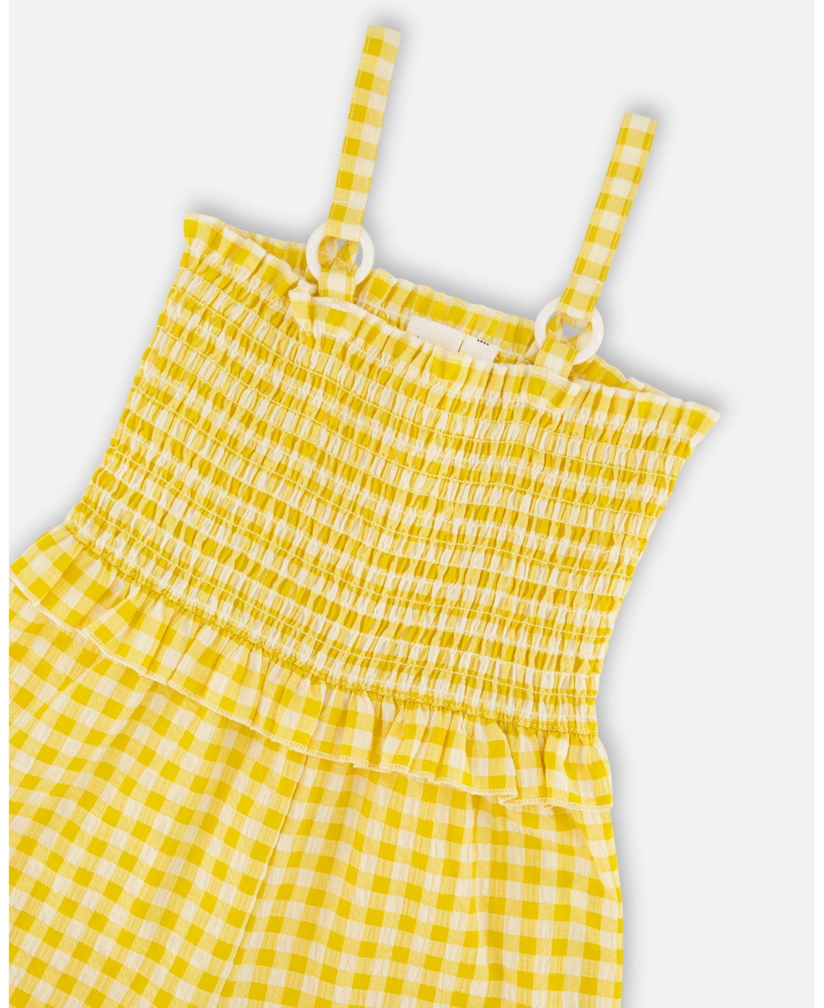 Draft - Deux par Toddler Girls Capri Jumpsuit with Smocking Gingham