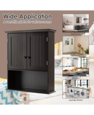 Wall-Mount Bathroom Storage Cabinet with Doors and Shelves Organizer