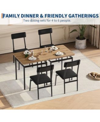 3-Piece Dining Table Set for 2, Small Kitchen Table and 2 PU Upholstered Chairs, Space-Saving Metal Frame Dinette, for Apartment, Dining Room