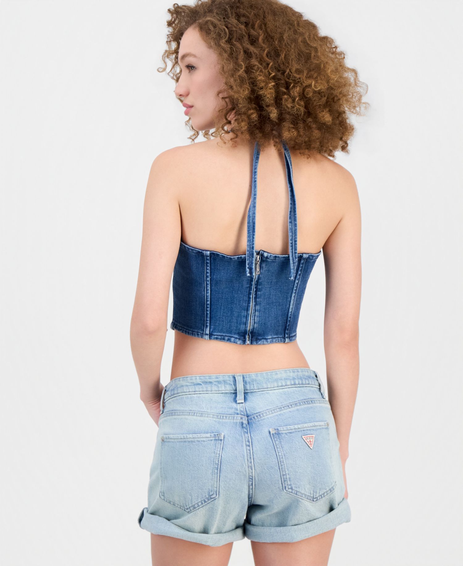 Women's Max Halter Denim Bustier Top