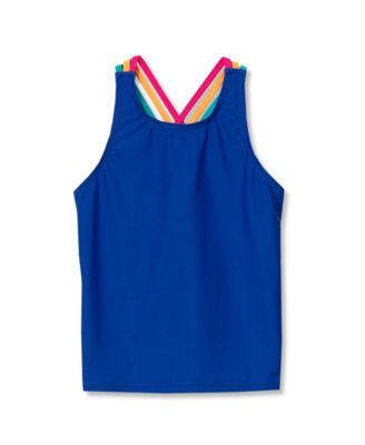 Girls Chlorine Resistant Strappy X-Back Tankini Top