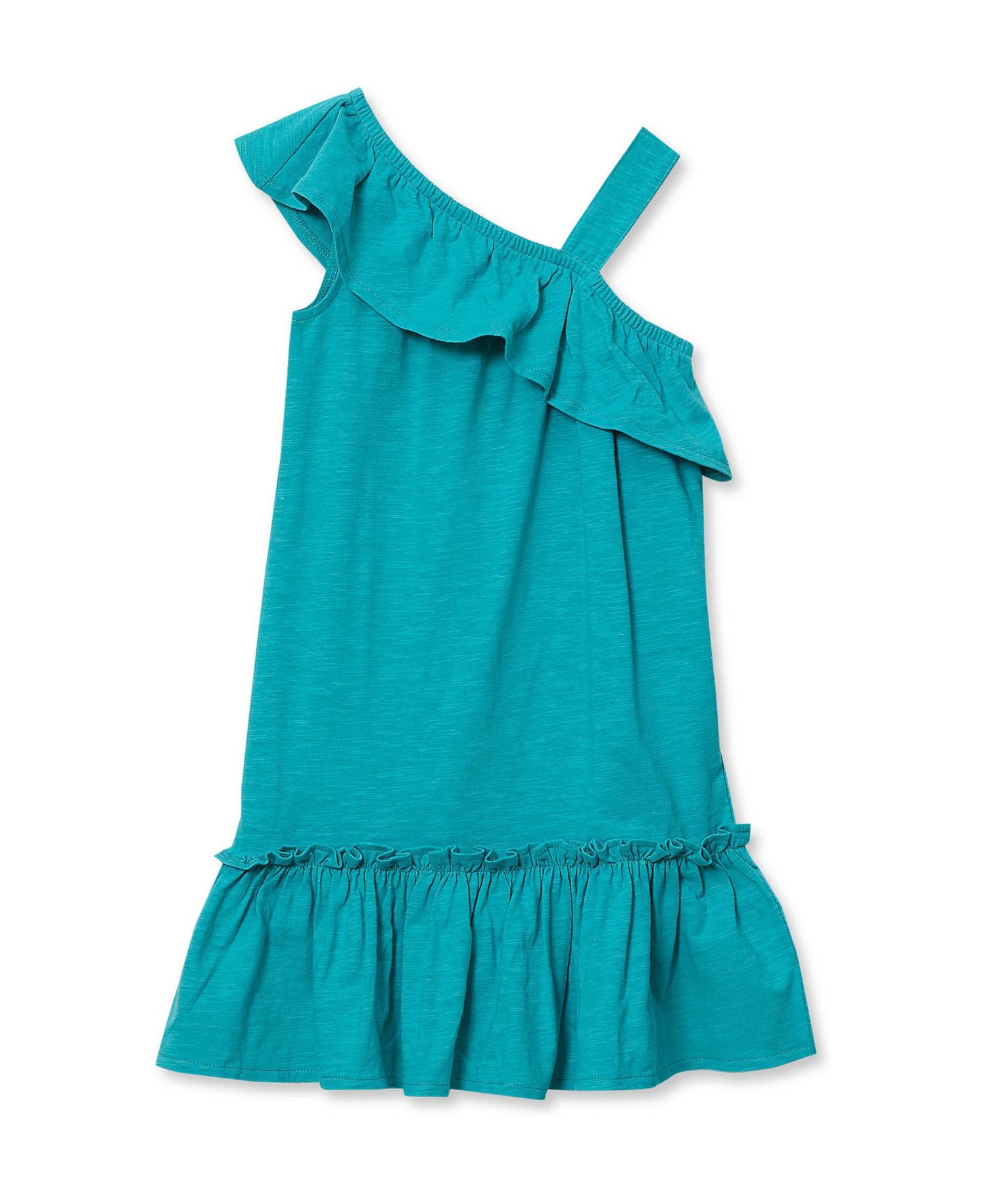 Little and Big Girls Ruffle Asymmetrical Dress