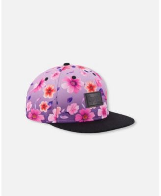 Baby Girls Cap Mauve Floral Gradient
