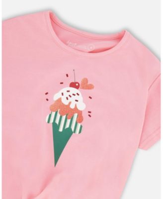 Toddler Girls ganic Cotton Jersey T-Shirt with Tie at Waist Pink