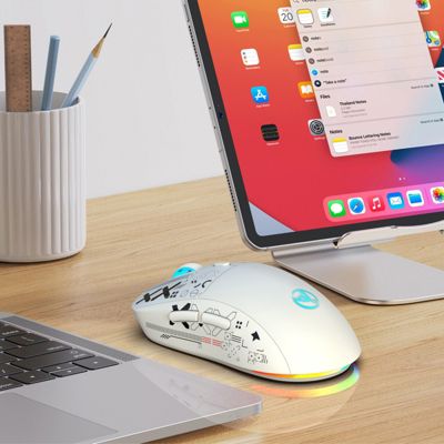 Tri-Mode Wired/2.4G/Bluetooth Gaming Mouse, RGB Backlit Rechargeable 650mAh, 5 Adjustable DPI 800-3600, Silent Click