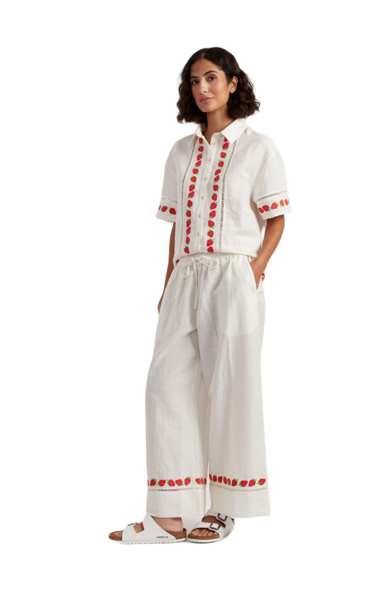 Women's Chinti and Parker Linen-Blend Strawberry Trousers