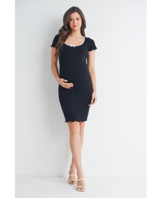 Women's Maternity Ribbed Bodycon Scoop Neck Short-Sleeve Dress