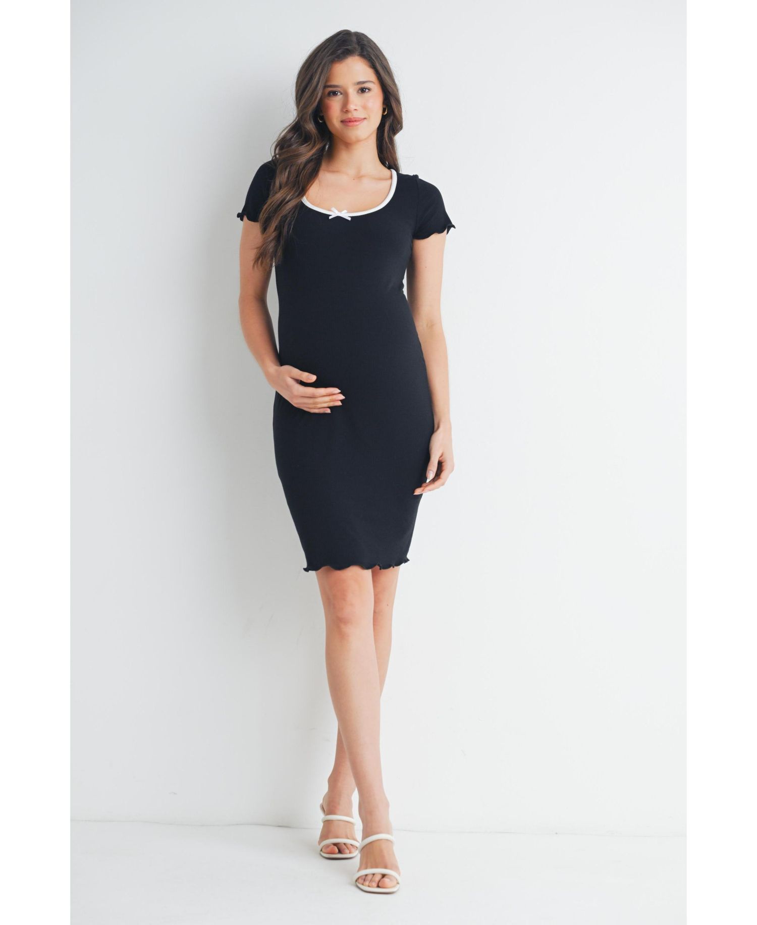 Women's Ribbed Bodycon Scoop Neck Short-Sleeve Dress