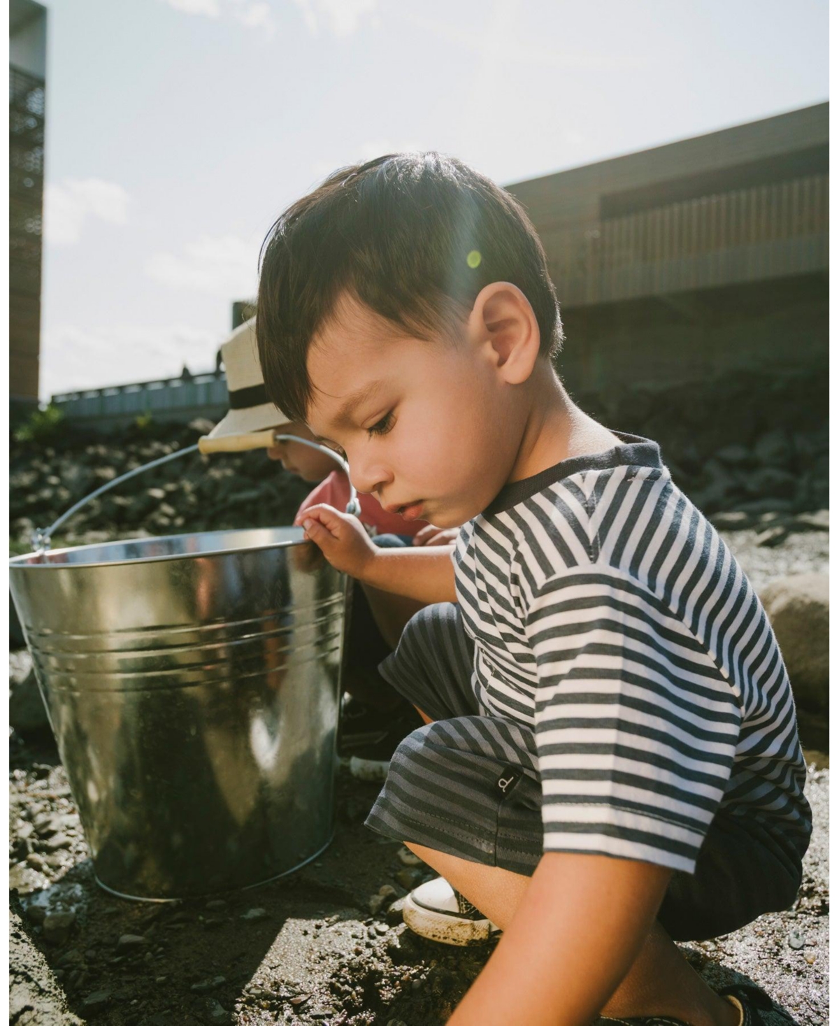Deux par Toddler Boys Cotton Short Sleeve T-Shirt Blue Gradient Stripes