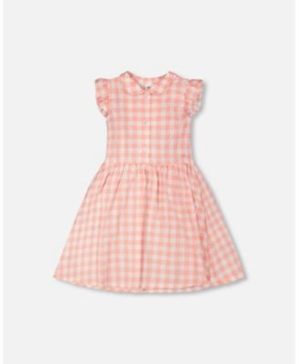 Toddler Girls Sleeveless Button Down Dress Gingham