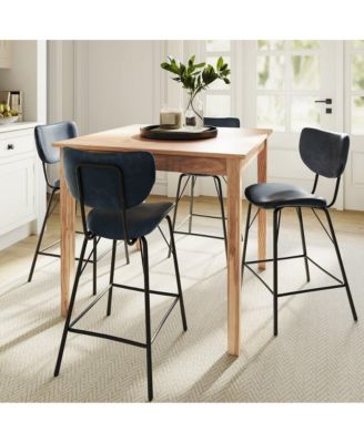 Modern Faux Leather Split-Back Upholstered Counter Height Barstool (Set of 2)