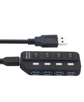 4-Port USB 3.0 Hub - with Independent Switches & LED Indicators, Plug & Play,for Laptop/Desktop,Ideal for Office