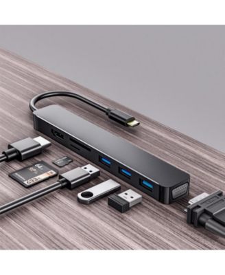 7-in-1 USB C Hub with 4K HDMI & VGA, 5Gbps Data Transfer, Multiport Docking Station for Home Office, Gaming & Travel