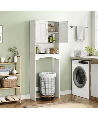 Over The Toilet Storage Cabinet with Double Doors and Anti-Tip Device, Above , Free Standing Toilet Cabinet