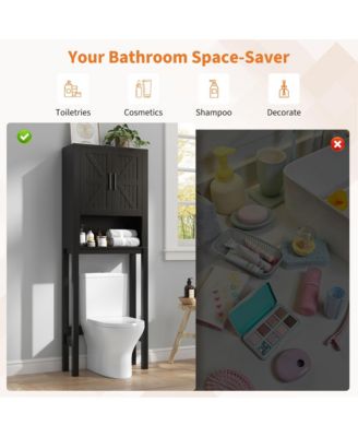 23.6 Inches Wide Toilet Rack with Over The Toilet Storage Cabinet , Small Freestanding Space Saver