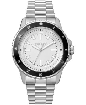 Men's Sport Watch Silver Dial Stainless Steel Bracelet Watch, 43mm