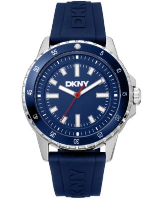 Men's Sport Watch Dark Blue Dial Dark Blue Silicone Strap, 43mm