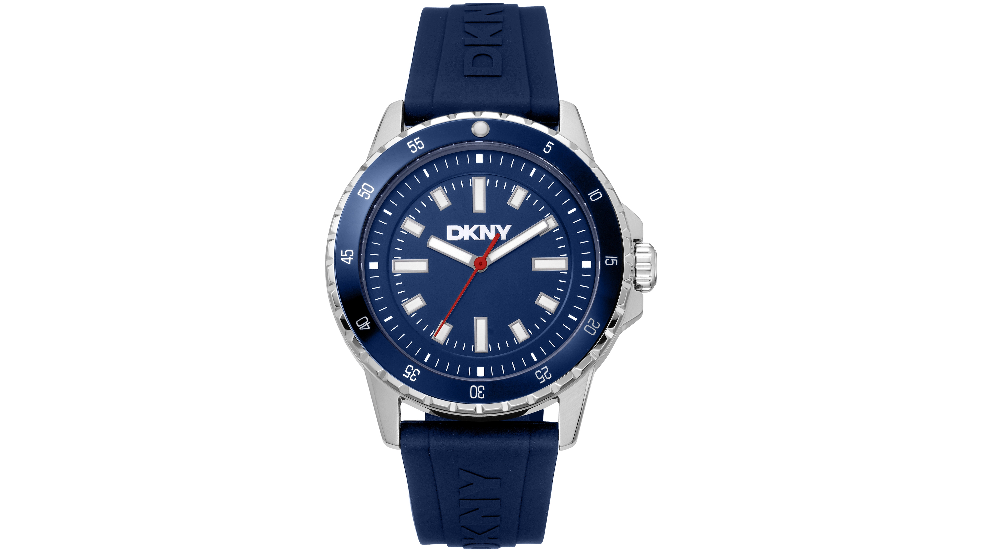 Dkny Men's Sport Watch Dark Blue Dial Dark Blue Silicone Strap, 43mm