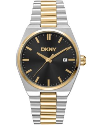 Men's Date Black Dial Two-Tone Gold Stainless Steel Bracelet Watch, 40mm