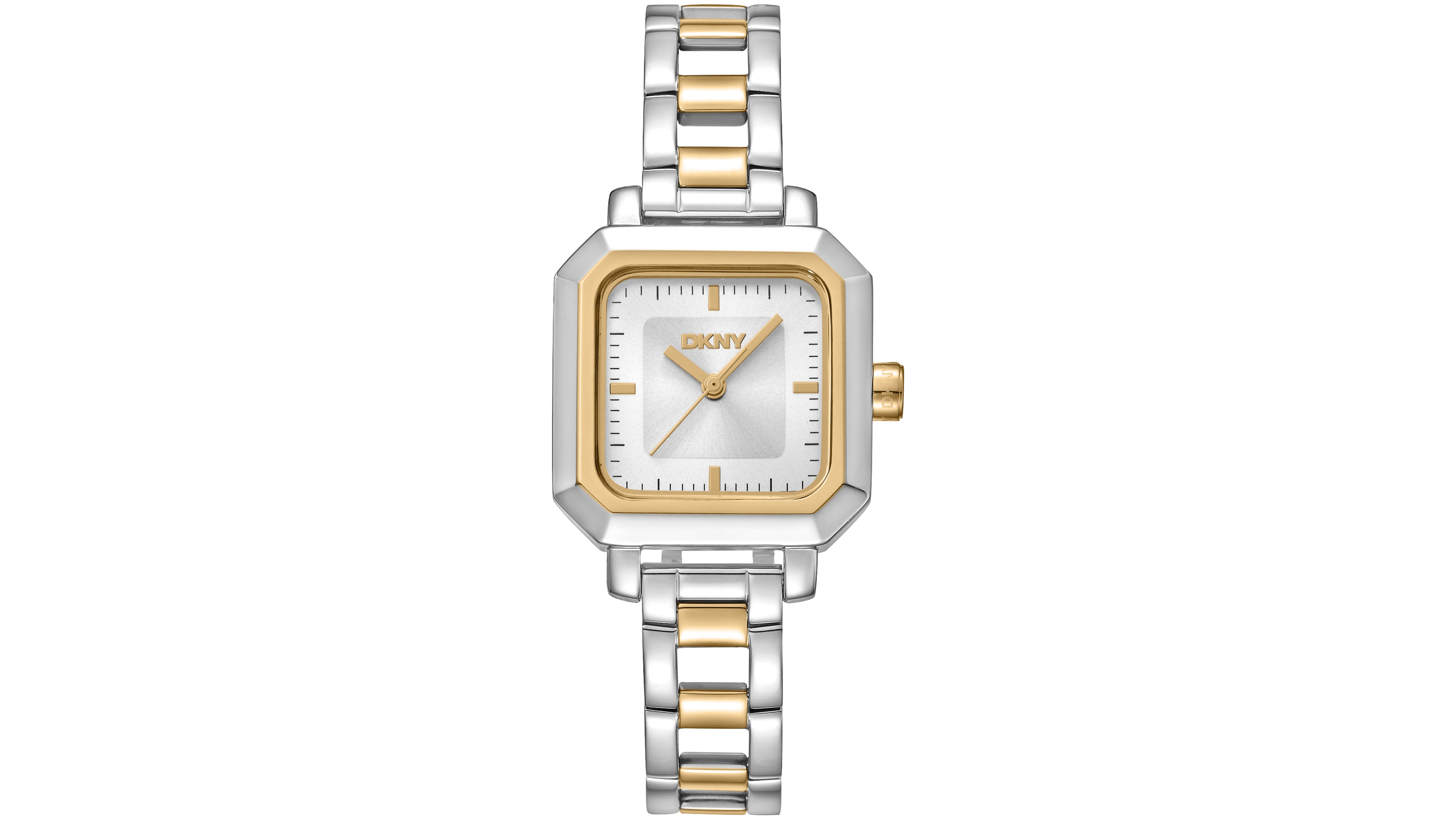 Dkny Women's Silver Dial Open Link Two-Tone Gold Stainless Steel Bracelet Watch, 27 x 27mm