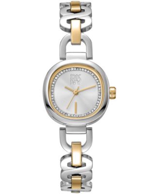 Women's Silver Crystal Accented Dial Stainless Steel Open Link Bracelet Watch, 24mm