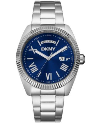 Men's Day Date Blue Dial Stainless Steel Bracelet Watch, 41mm