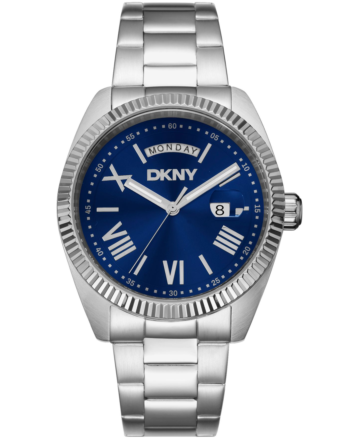 Мужские часы DKNY Day Date Blue Dial Stainless Steel Bracelet Watch, 41mm — фото 1