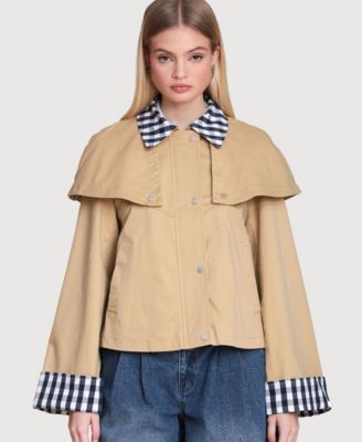 Women's Short Trench Cape Collared Jacket