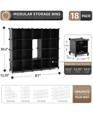 18-Cube Storage Organizer Cubby Shelf for Closet, Toys, Books, and More Space-Saving Bookshelf for Bedroom, Living Room, or Office