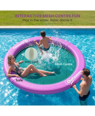 8FT Inflatable Water Hammock Floating Ring Dock Platform,