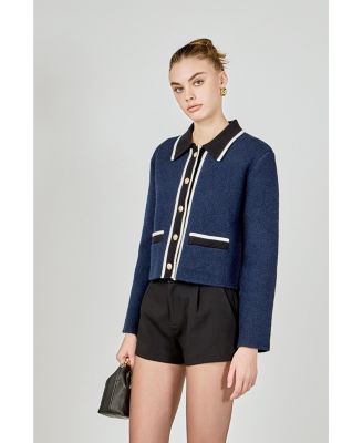 Women's Contrast Placket Cardigan
