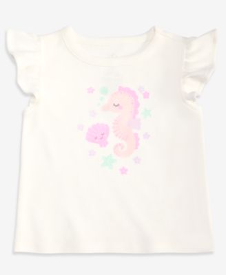 Baby Girls' Mix & Match Seahorse Flutter-Sleeve Top