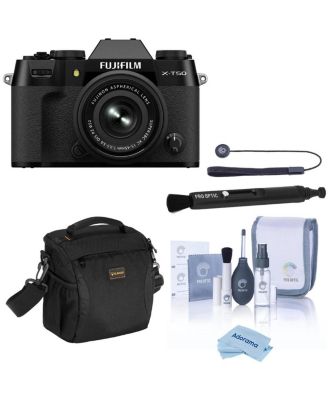 X-T50 Mirrorless Camera with XC 15-45mm f/3.5-5.6 OIS PZ Lens with Universal Lens Cap Tether
