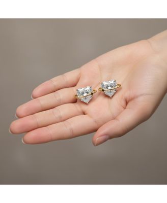 Heart CZ & Star Stud Earrings