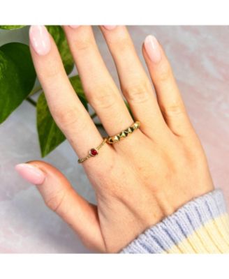 Gold Beaded Ruby Ring 14K Gold