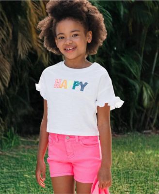 Girls Short Sleeve Ruffle Tee