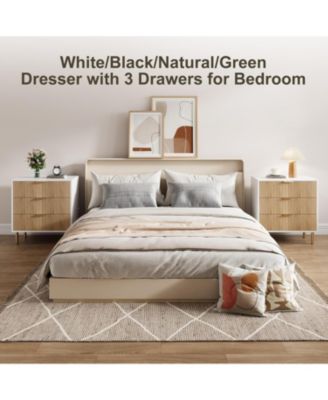 3 Drawer Dresser for Bedroom, Large Nightstand Chest of Drawers, Modern Wood Storage Dresser Organizer with Metal Handles for Hallway